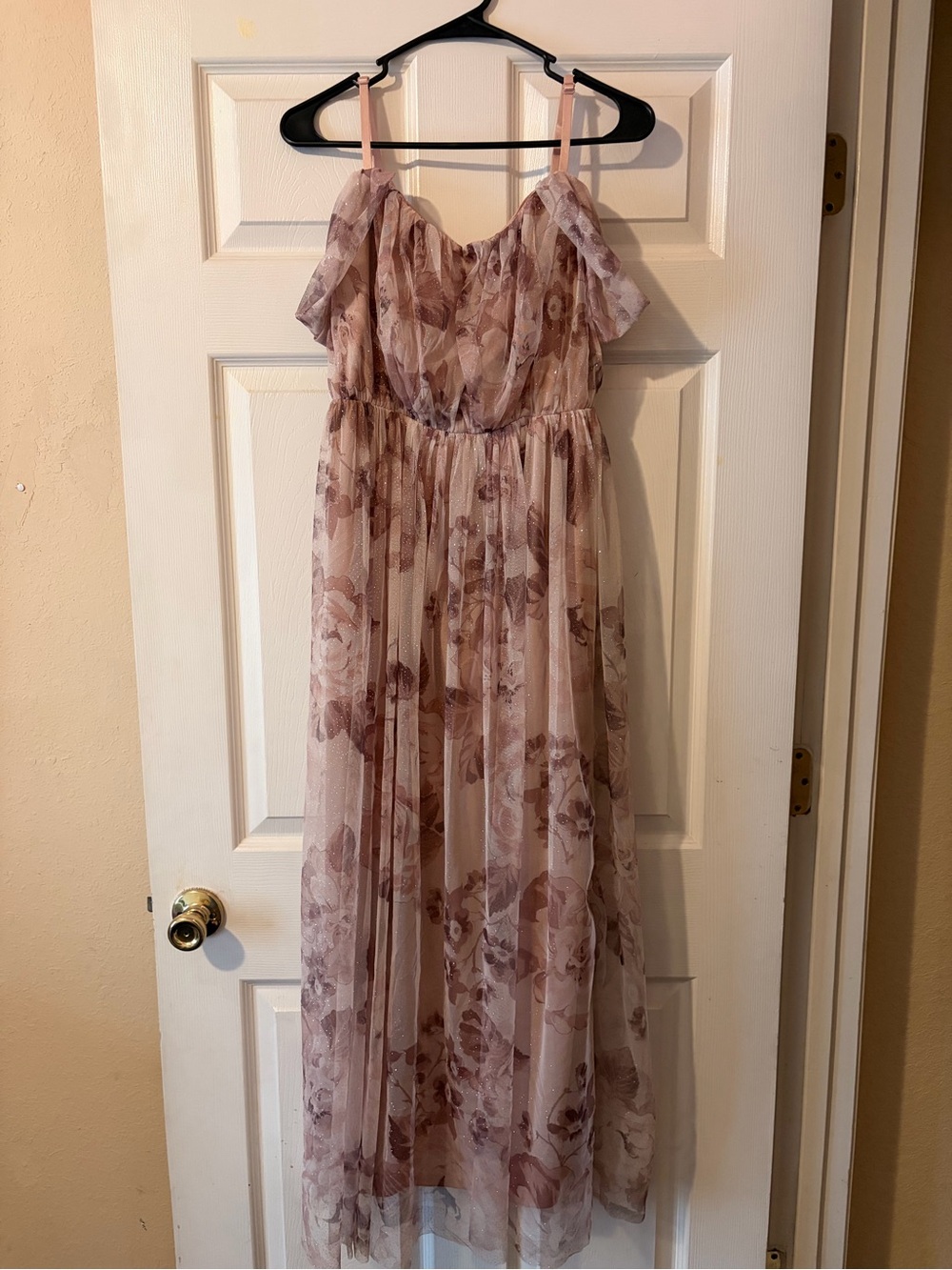Women’s Size Medium Floral Glitter Mesh Dress – Worn Once